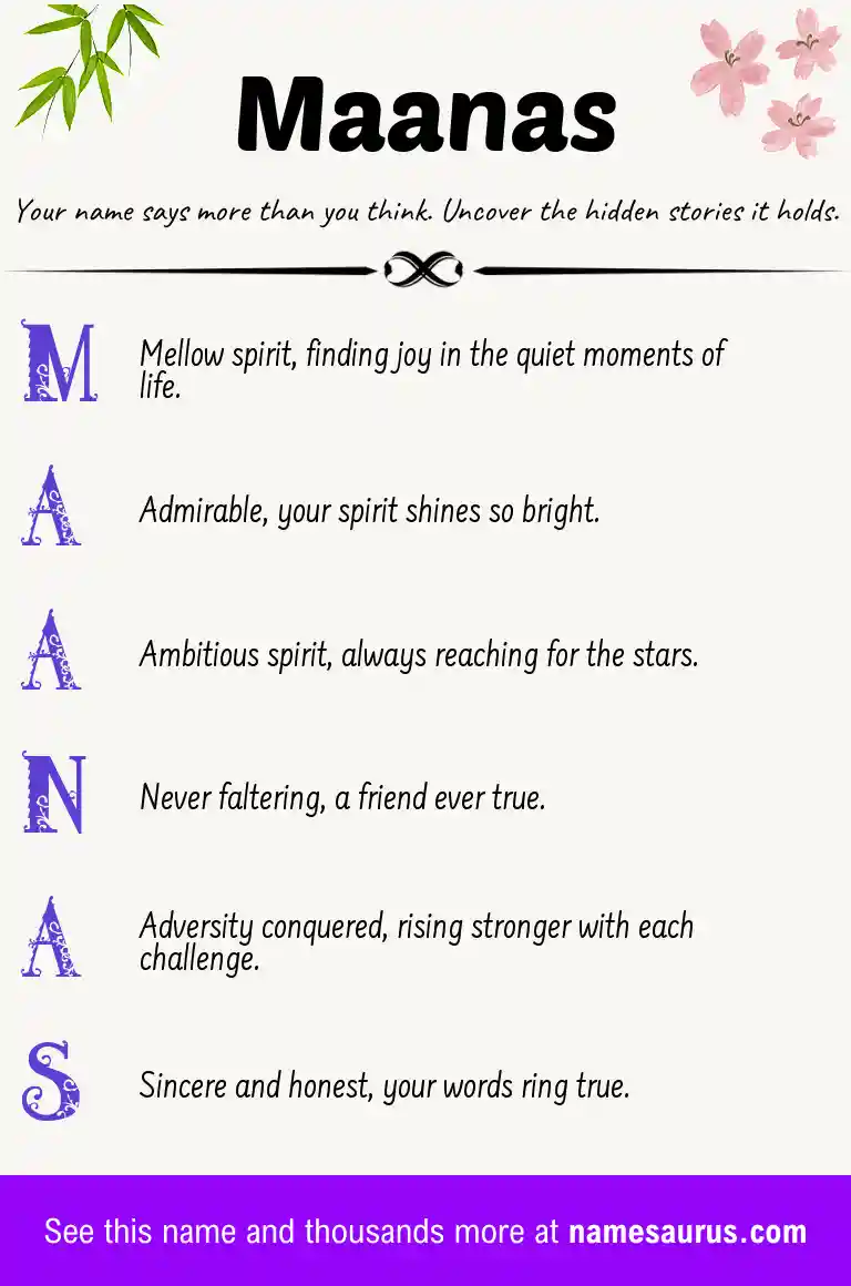Acrostic poem about Maanas.