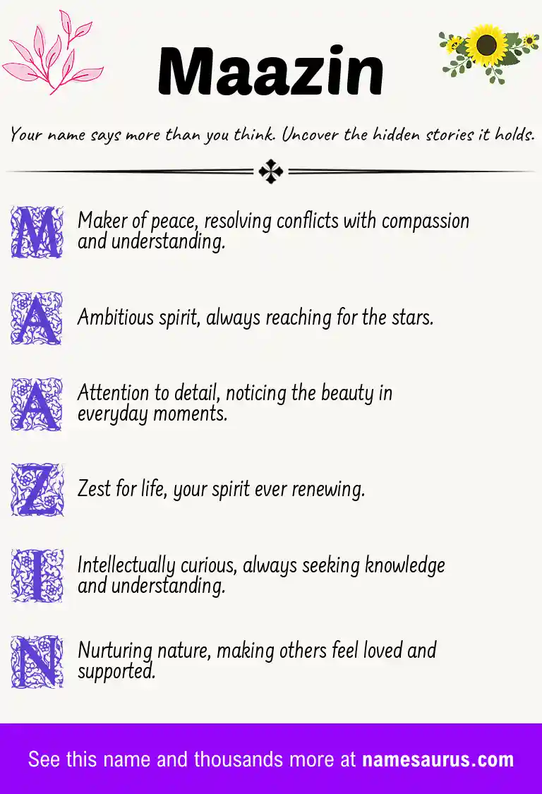 Acrostic poem about Maazin.