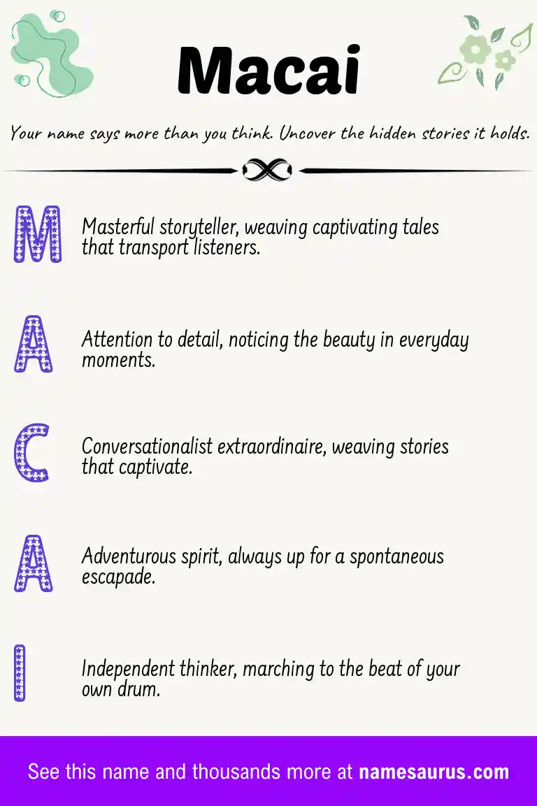 Acrostic poem about Macai.
