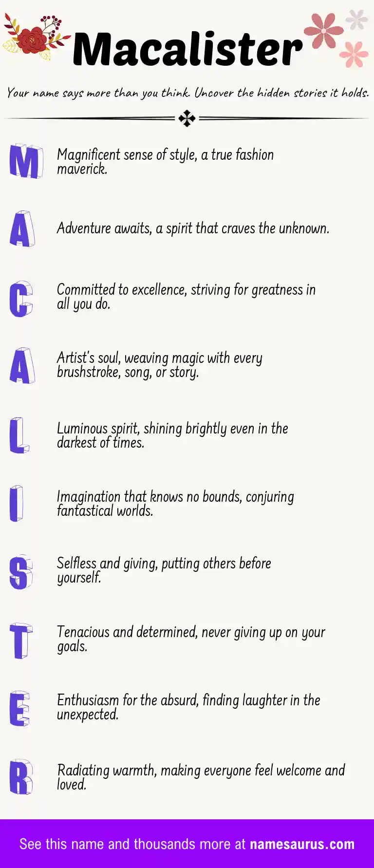 Acrostic poem about Macalister.