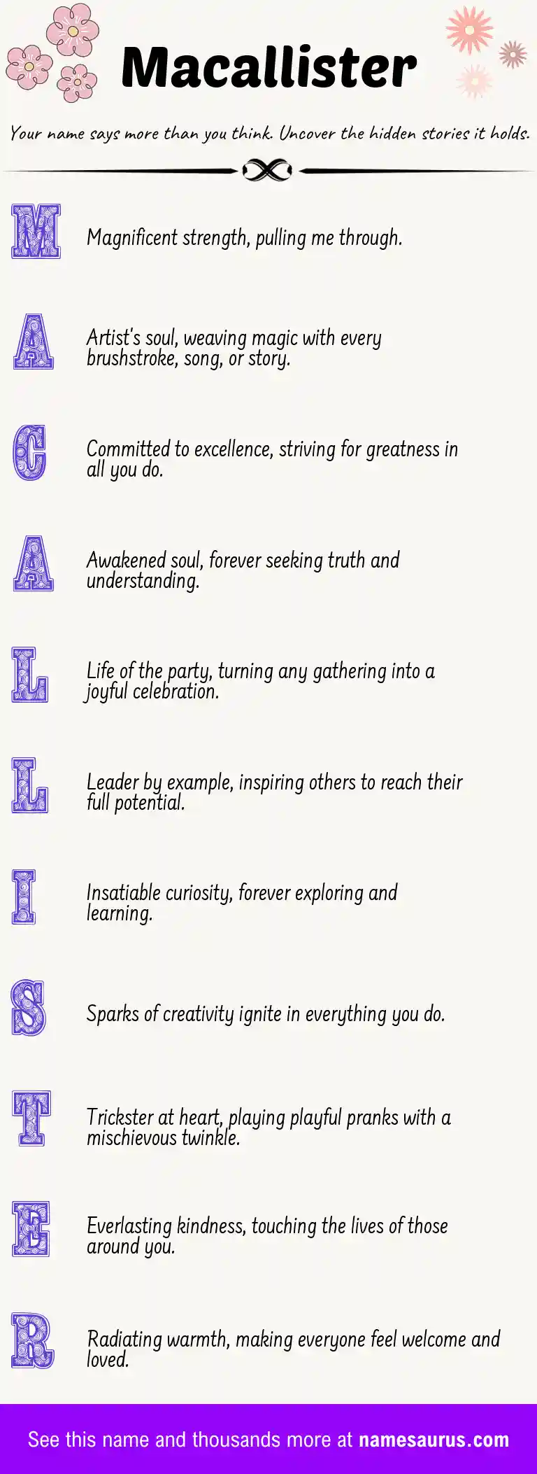 Acrostic poem about Macallister.
