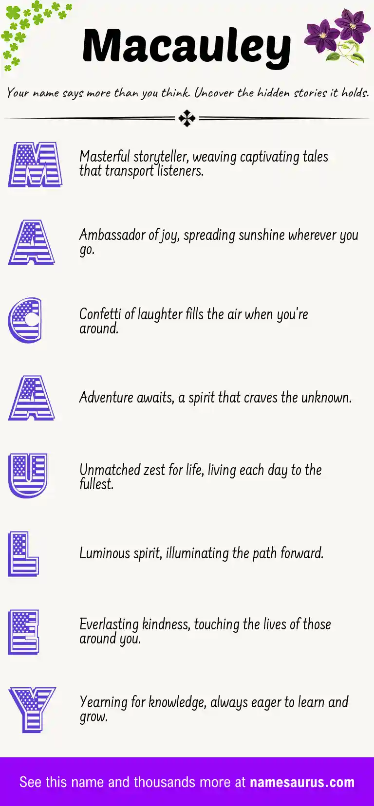 Acrostic poem about Macauley.