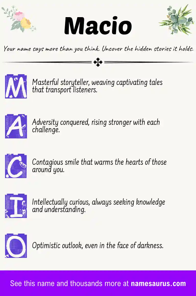 Acrostic poem about Macio.