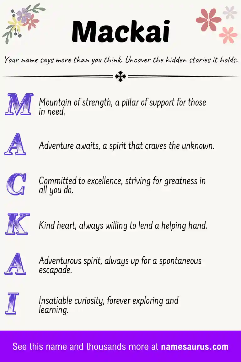 Acrostic poem about Mackai.