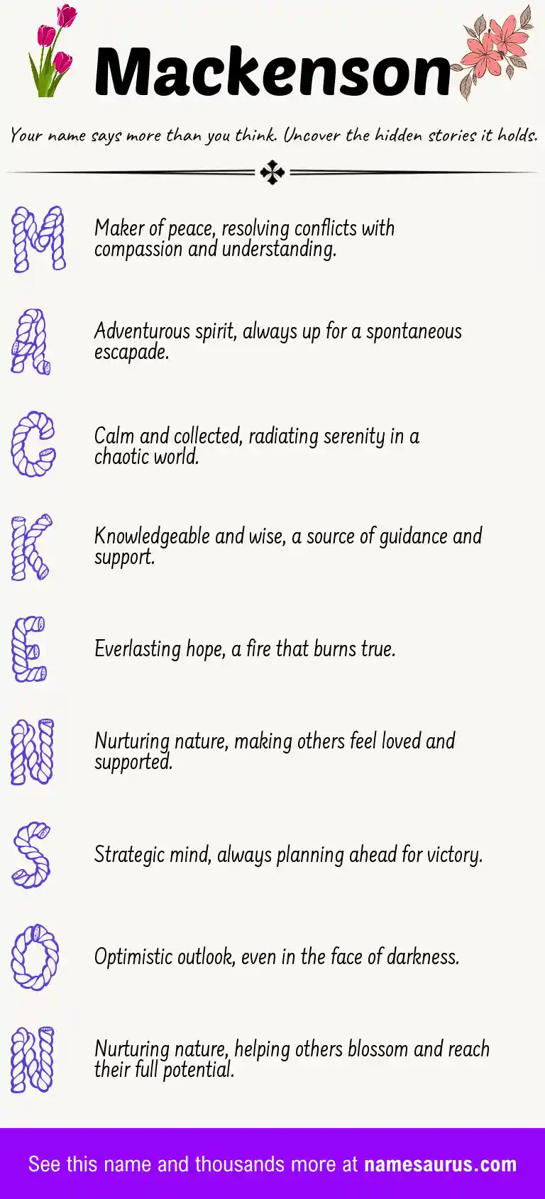Acrostic poem about Mackenson.
