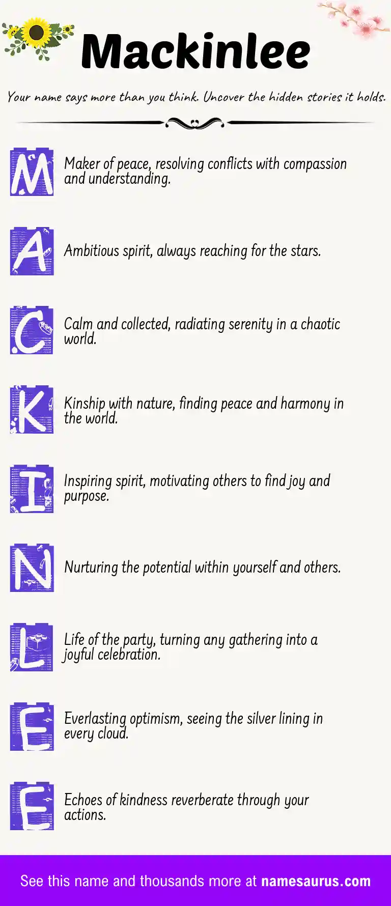 Acrostic poem about Mackinlee.