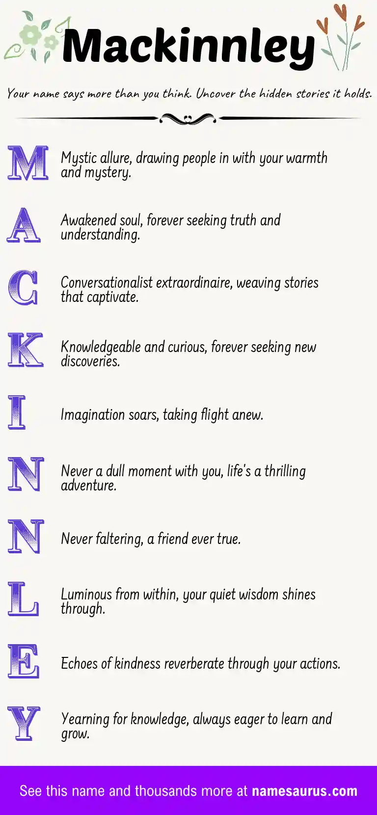 Acrostic poem about Mackinnley.