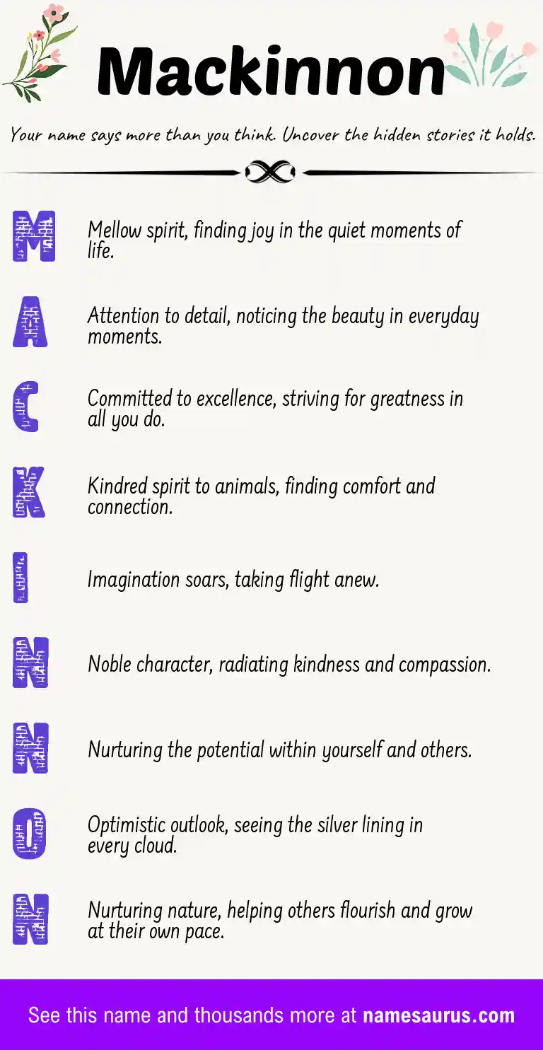 Acrostic poem about Mackinnon.