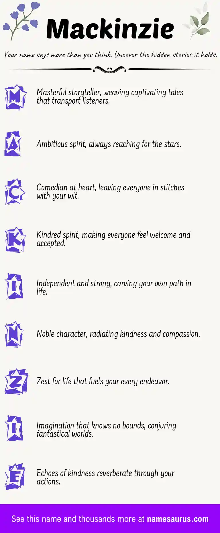 Acrostic poem about Mackinzie.