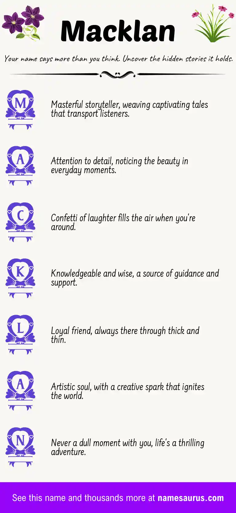 Acrostic poem about Macklan.