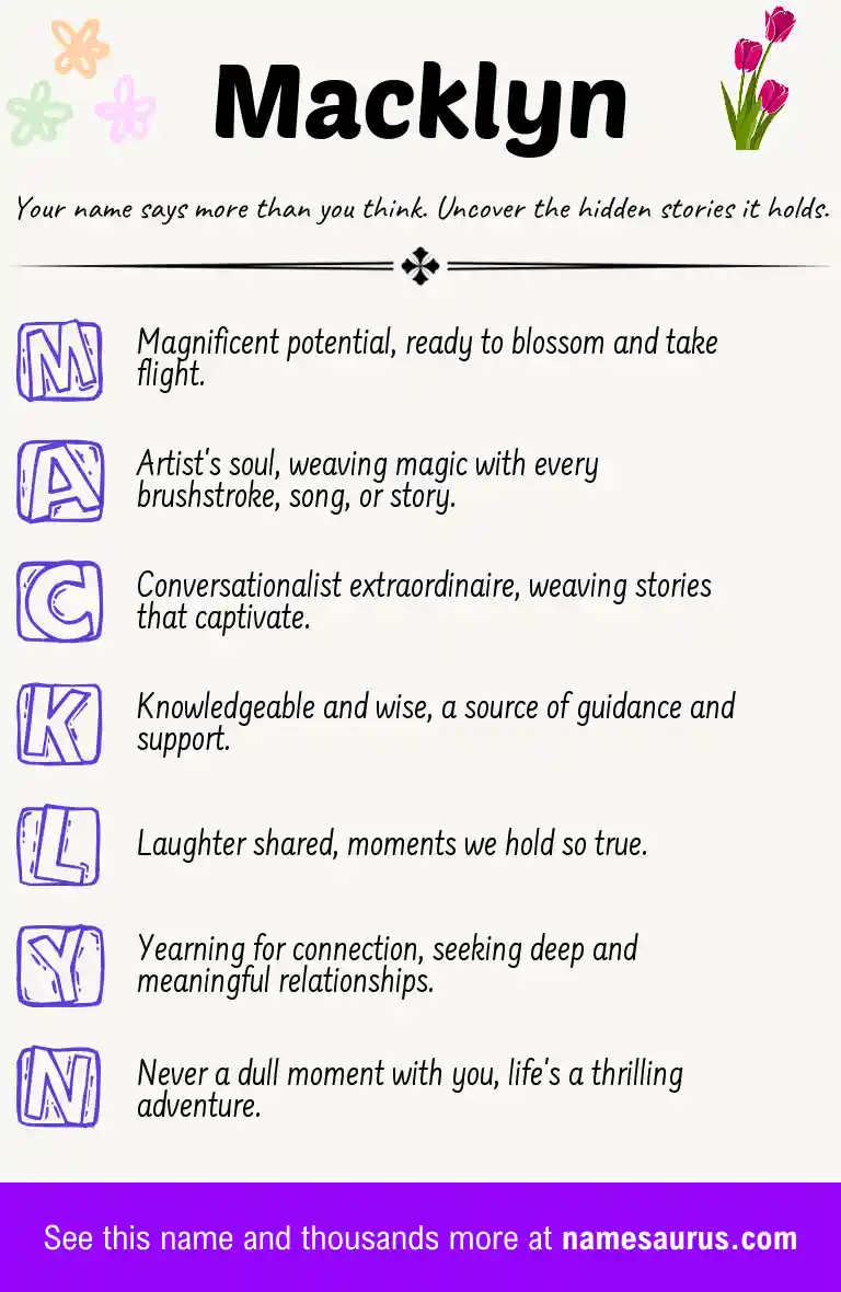 Acrostic poem about Macklyn.