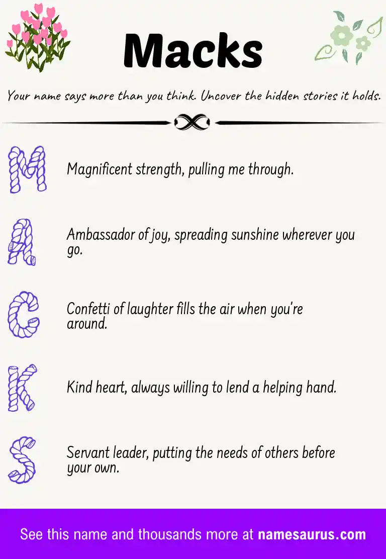 Acrostic poem about Macks.