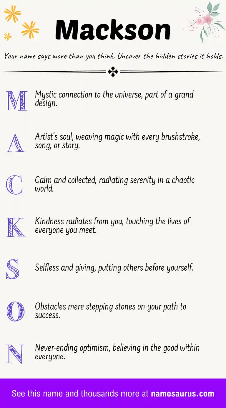 Acrostic poem about Mackson.
