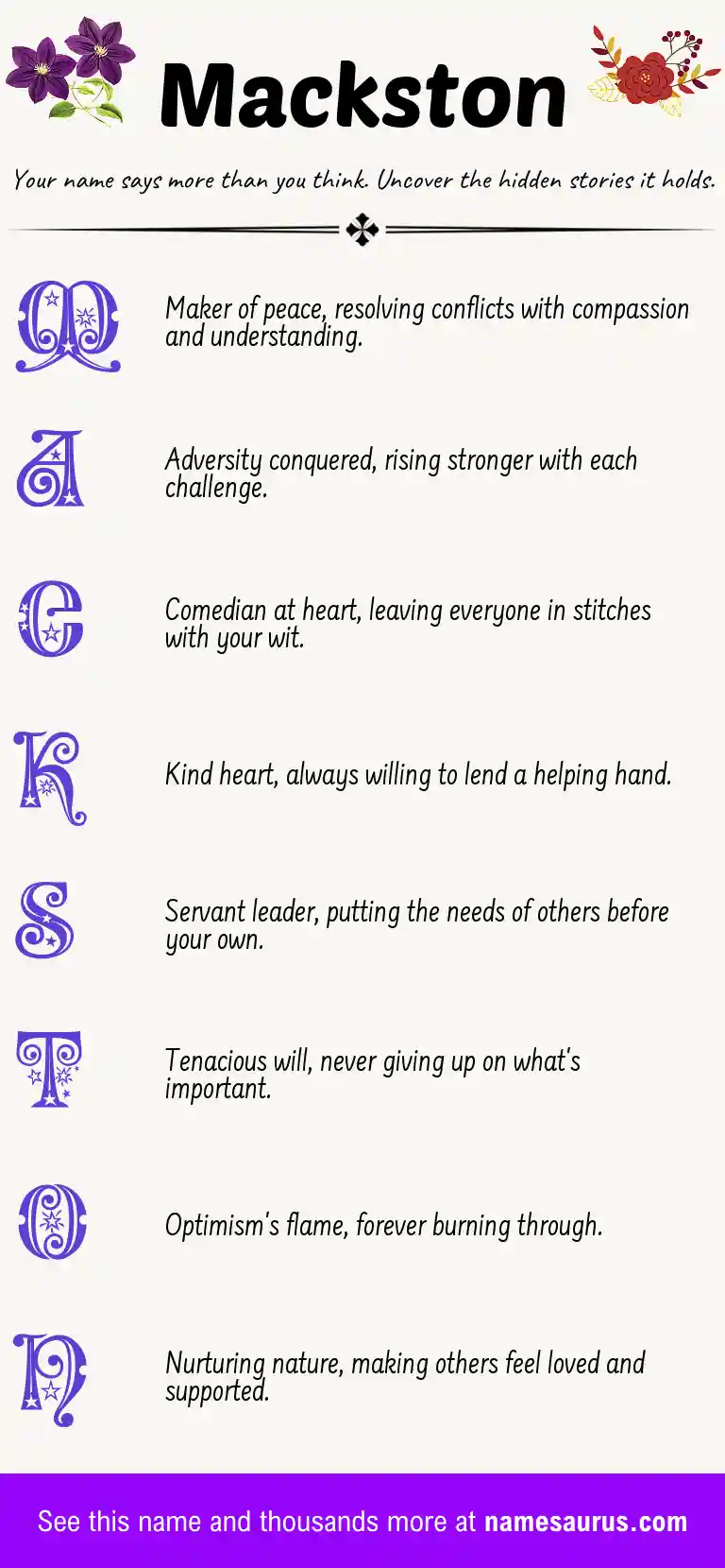 Acrostic poem about Mackston.