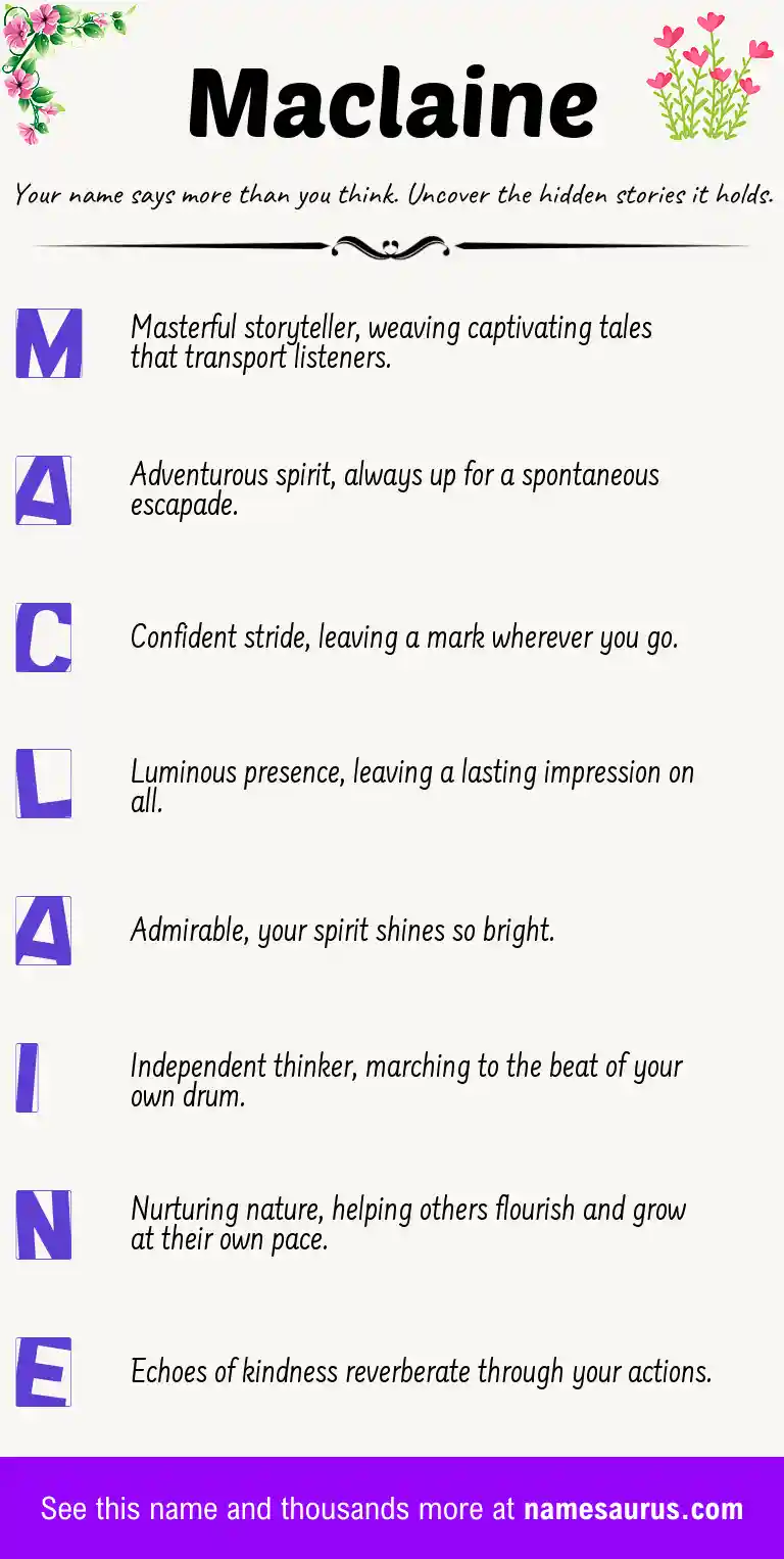 Acrostic poem about Maclaine.