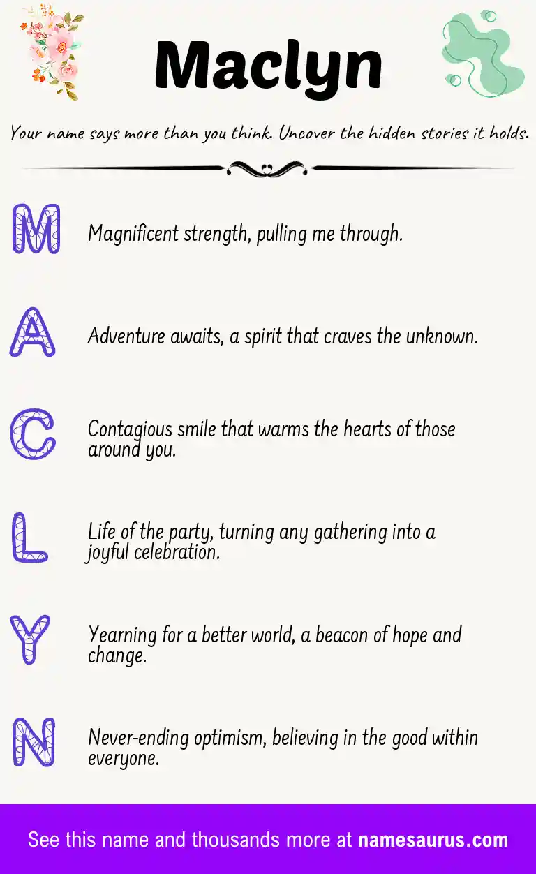 Acrostic poem about Maclyn.