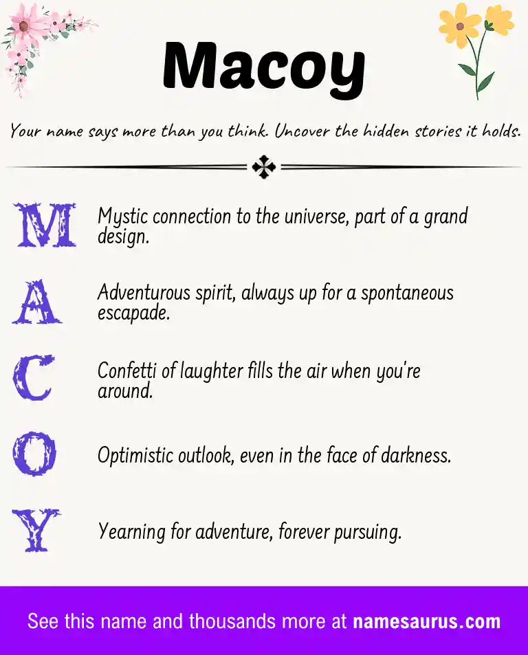 Acrostic poem about Macoy.