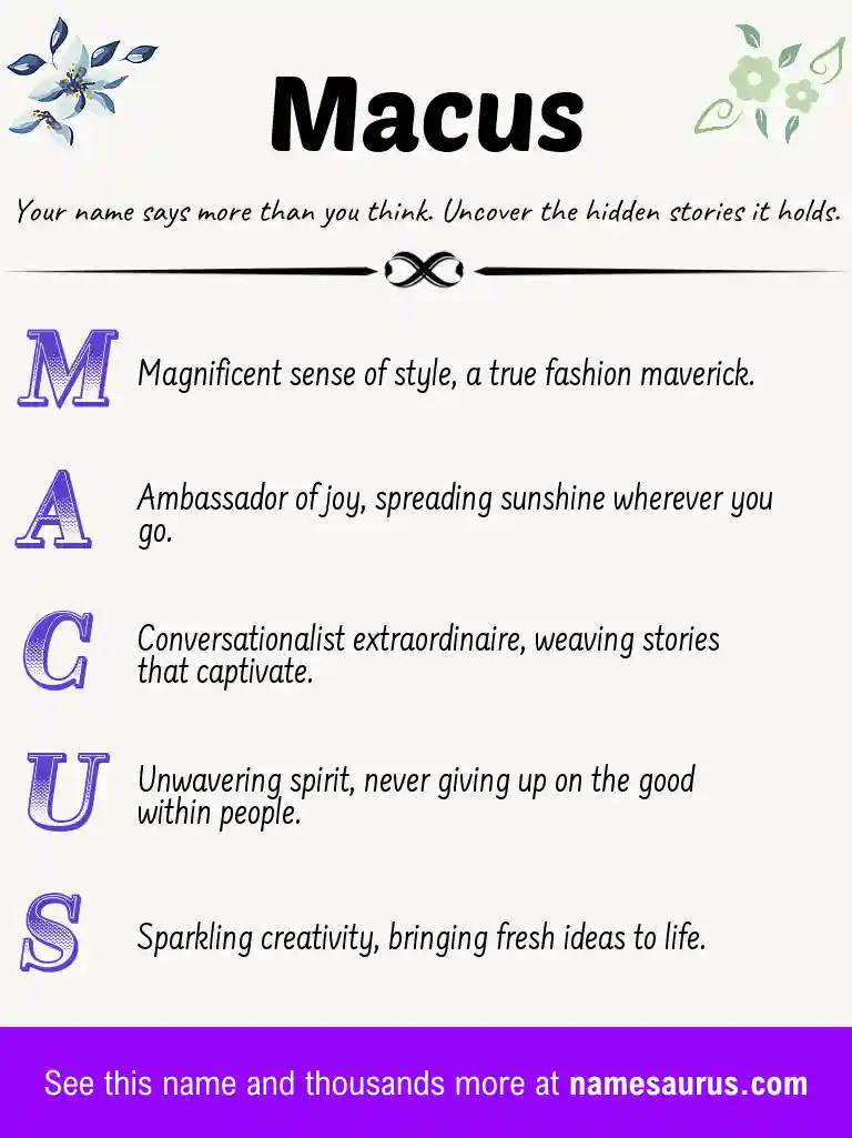 Acrostic poem about Macus.