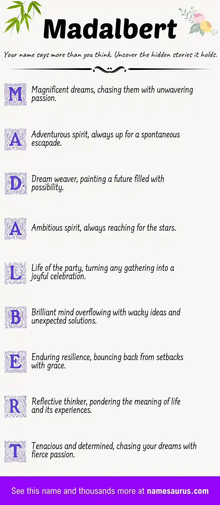 Acrostic poem about Madalbert.