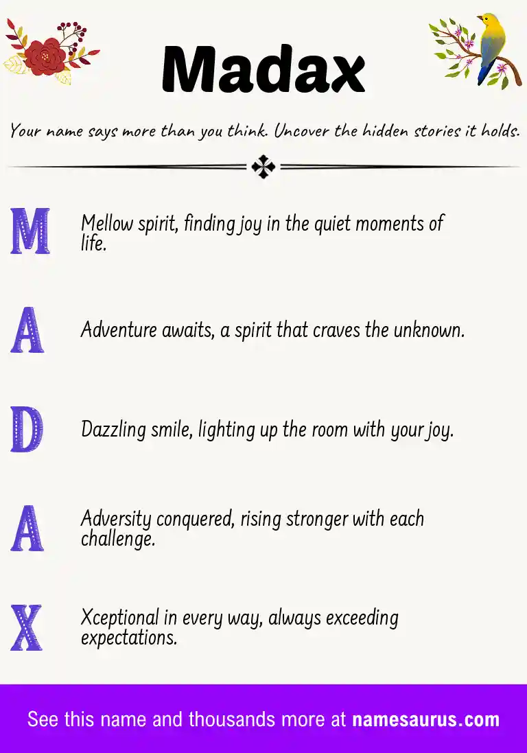 Acrostic poem about Madax.