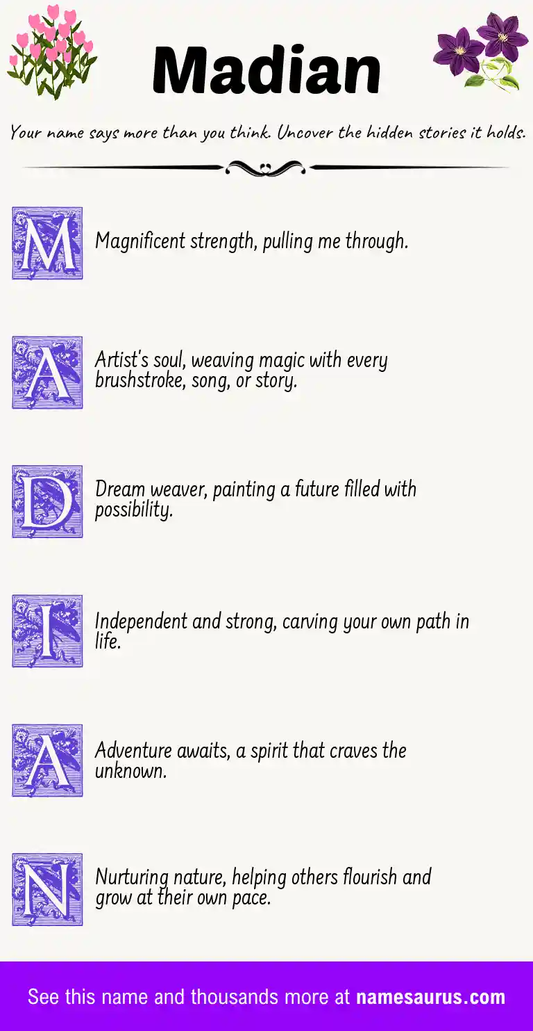 Acrostic poem about Madian.
