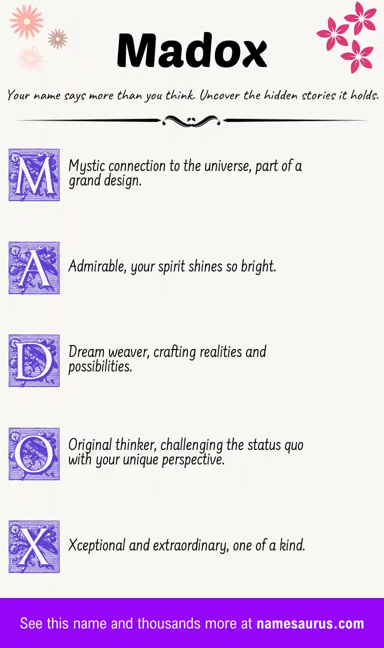 Acrostic poem about Madox.