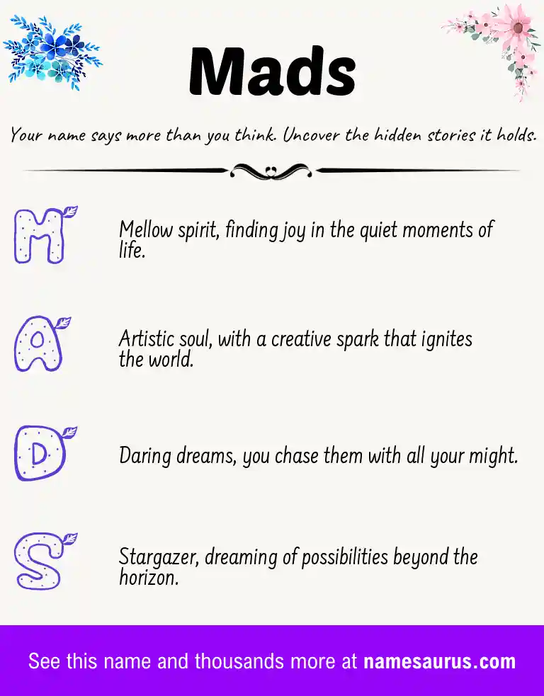 Acrostic poem about Mads.