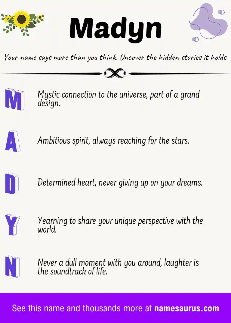 Acrostic poem about Madyn.