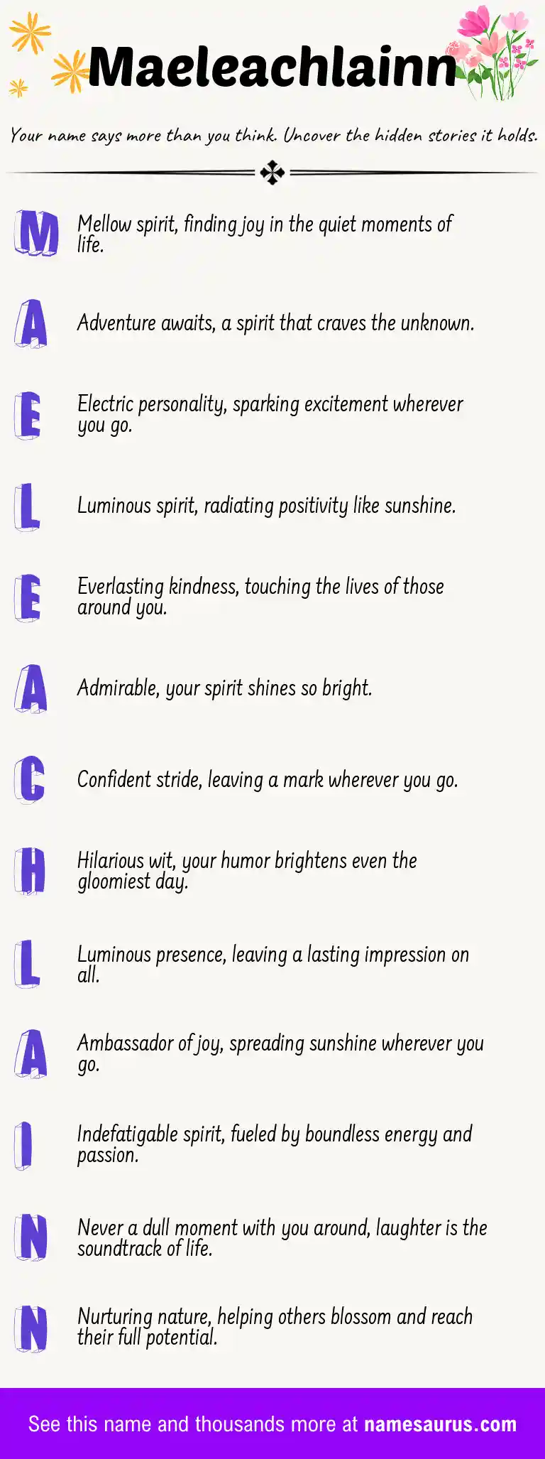 Acrostic poem about Maeleachlainn.
