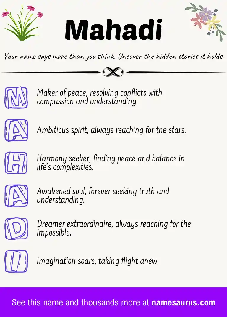 Acrostic poem about Mahadi.