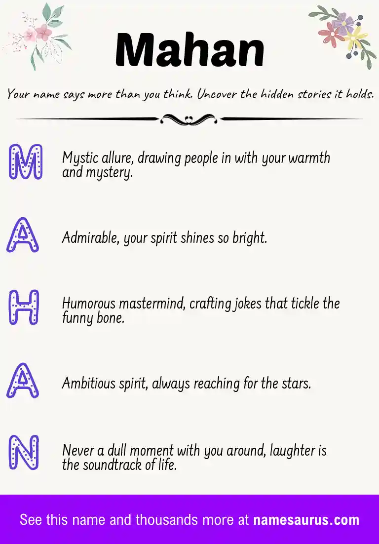 Acrostic poem about Mahan.