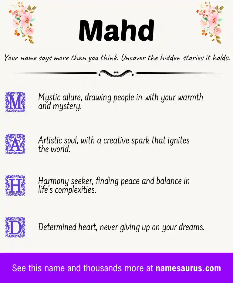 Acrostic poem about Mahd.