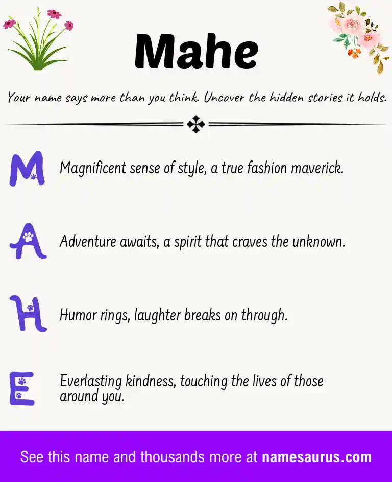 Acrostic poem about Mahe.