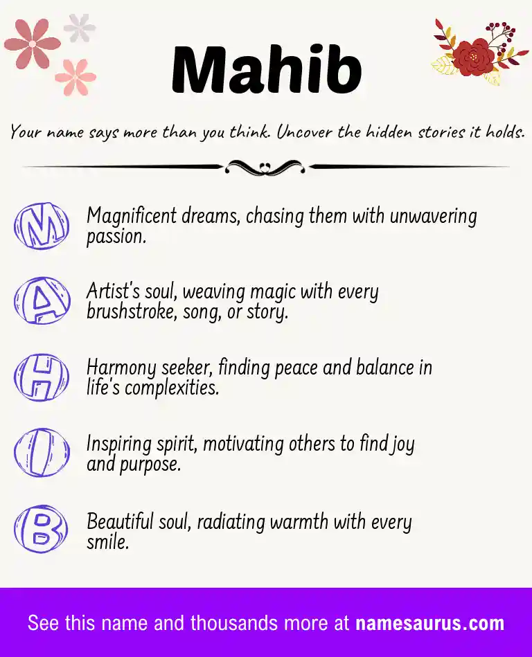 Acrostic poem about Mahib.