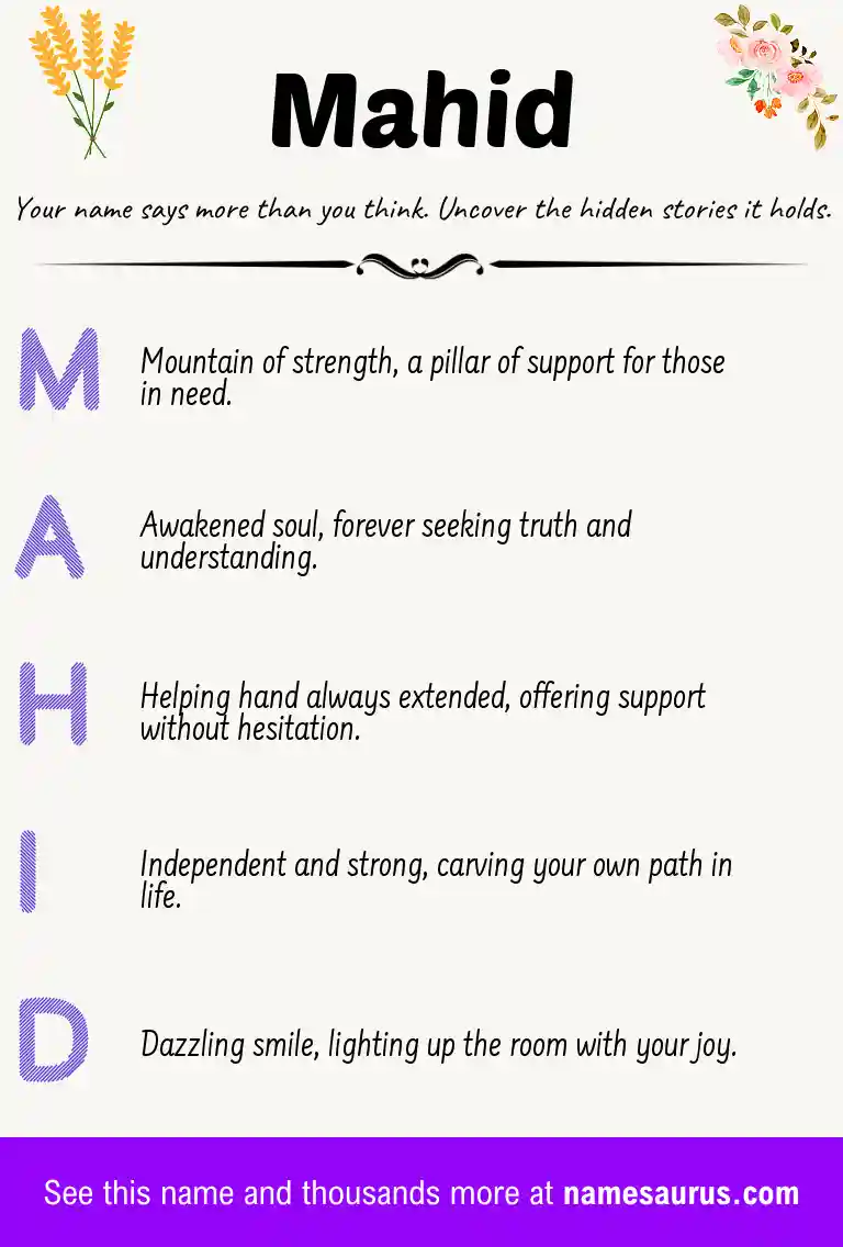 Acrostic poem about Mahid.