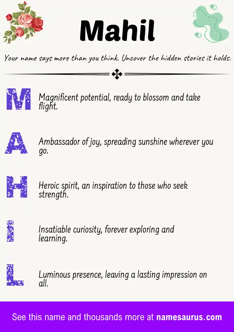 Acrostic poem about Mahil.