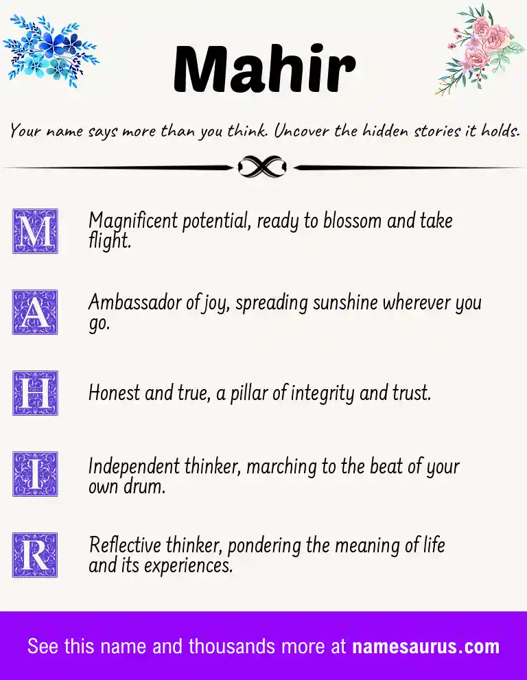 Acrostic poem about Mahir.