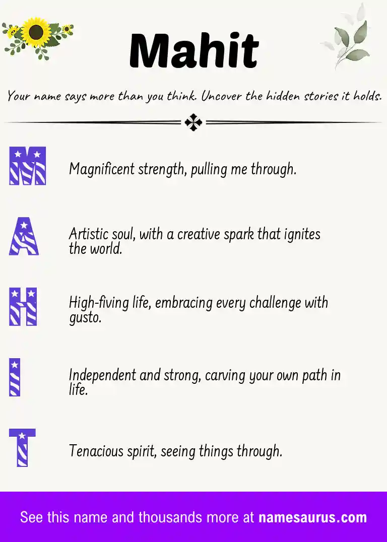 Acrostic poem about Mahit.