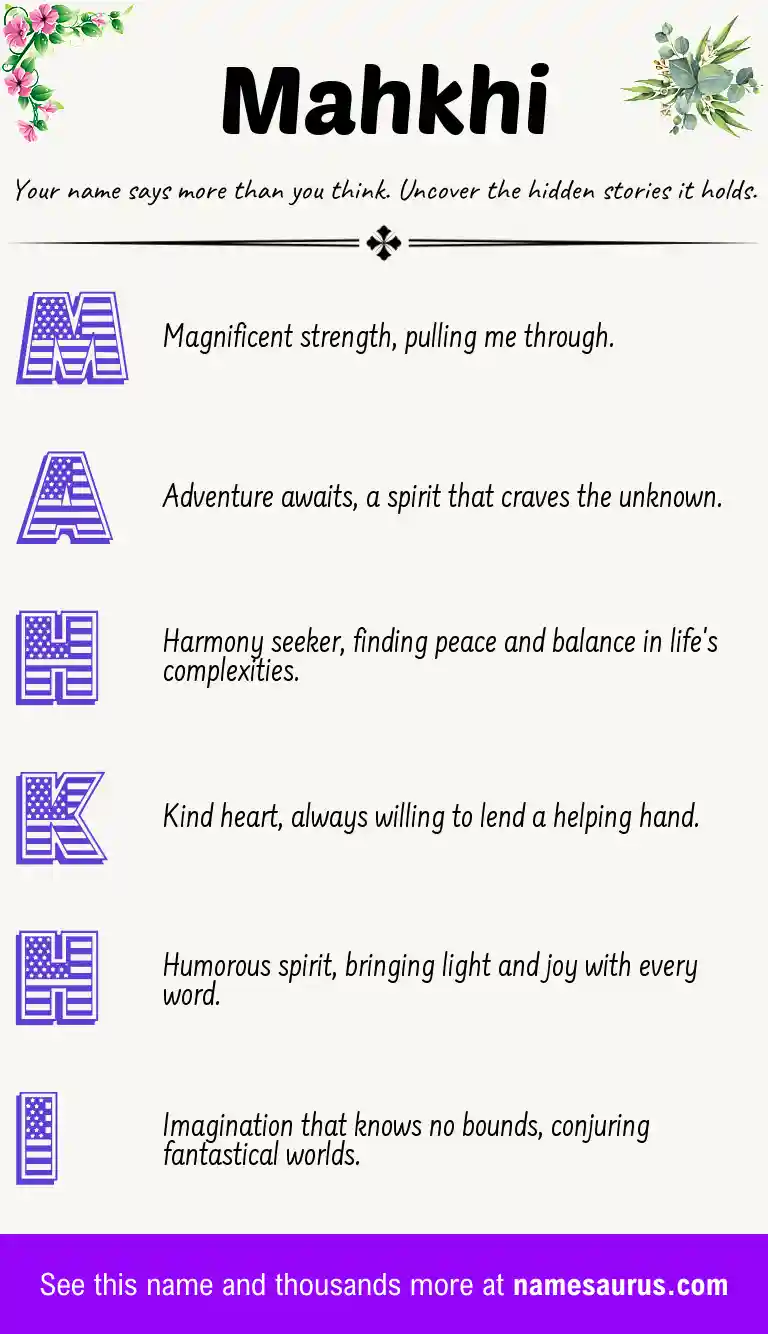 Acrostic poem about Mahkhi.