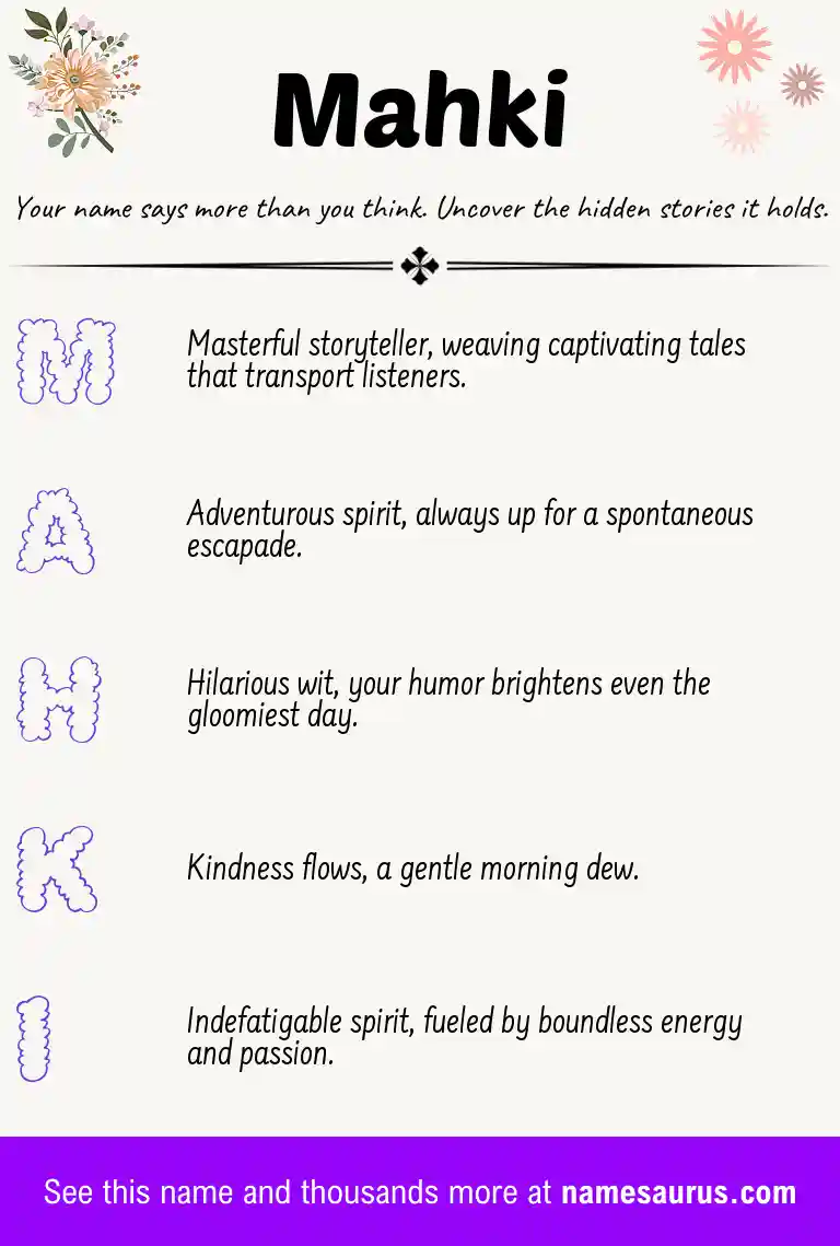 Acrostic poem about Mahki.