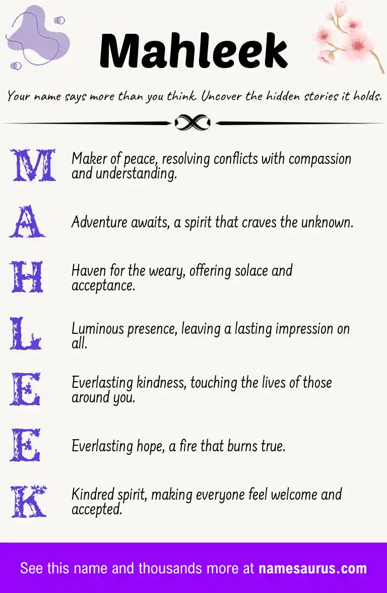Acrostic poem about Mahleek.