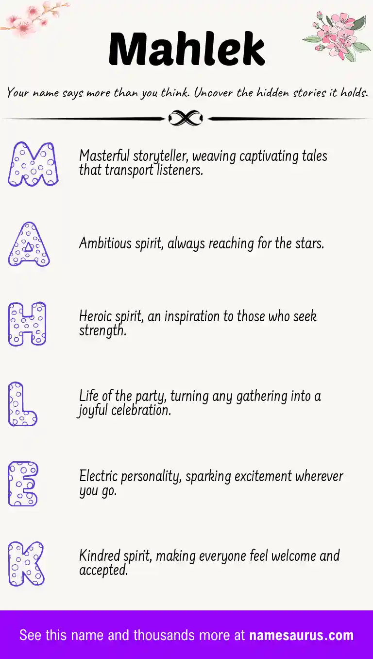 Acrostic poem about Mahlek.
