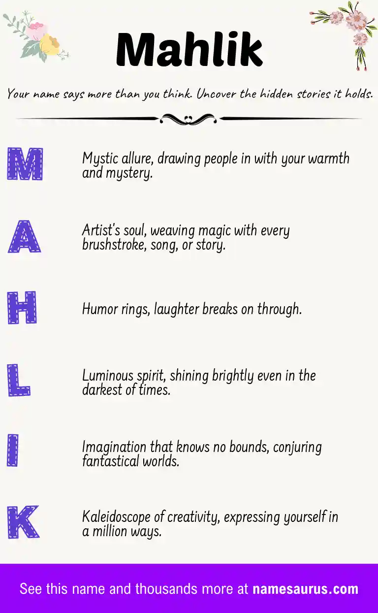 Acrostic poem about Mahlik.