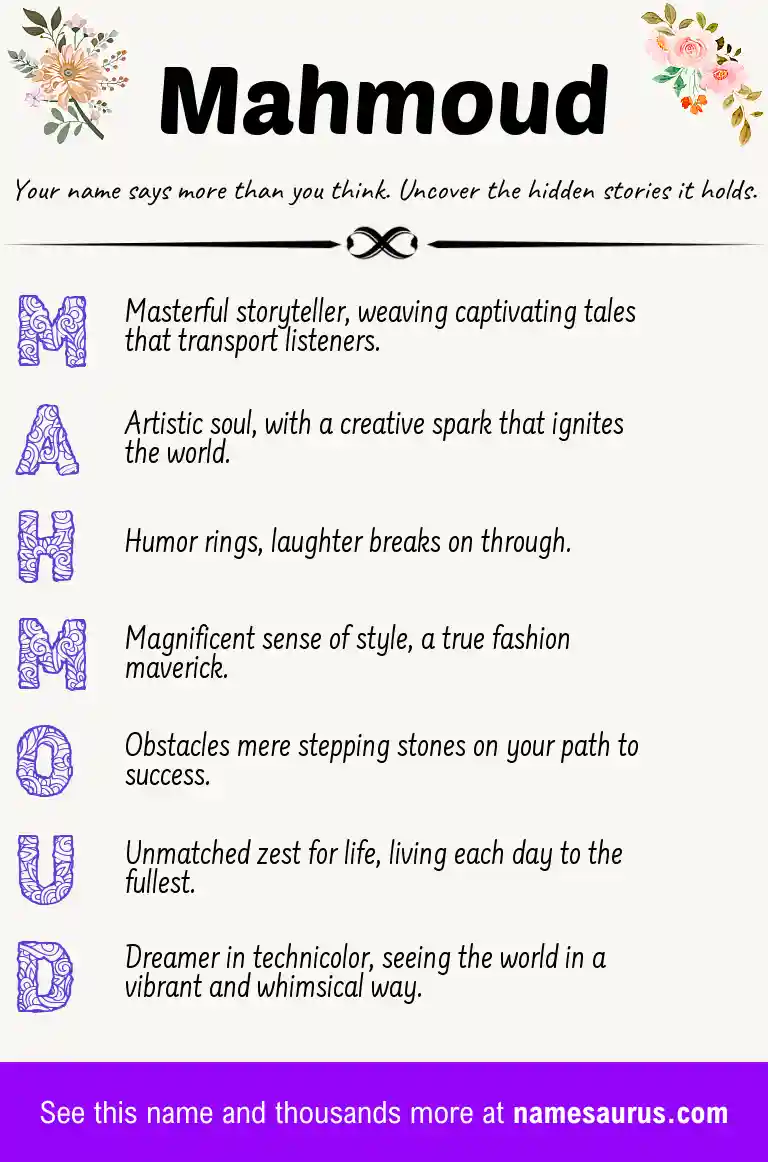 Acrostic poem about Mahmoud.