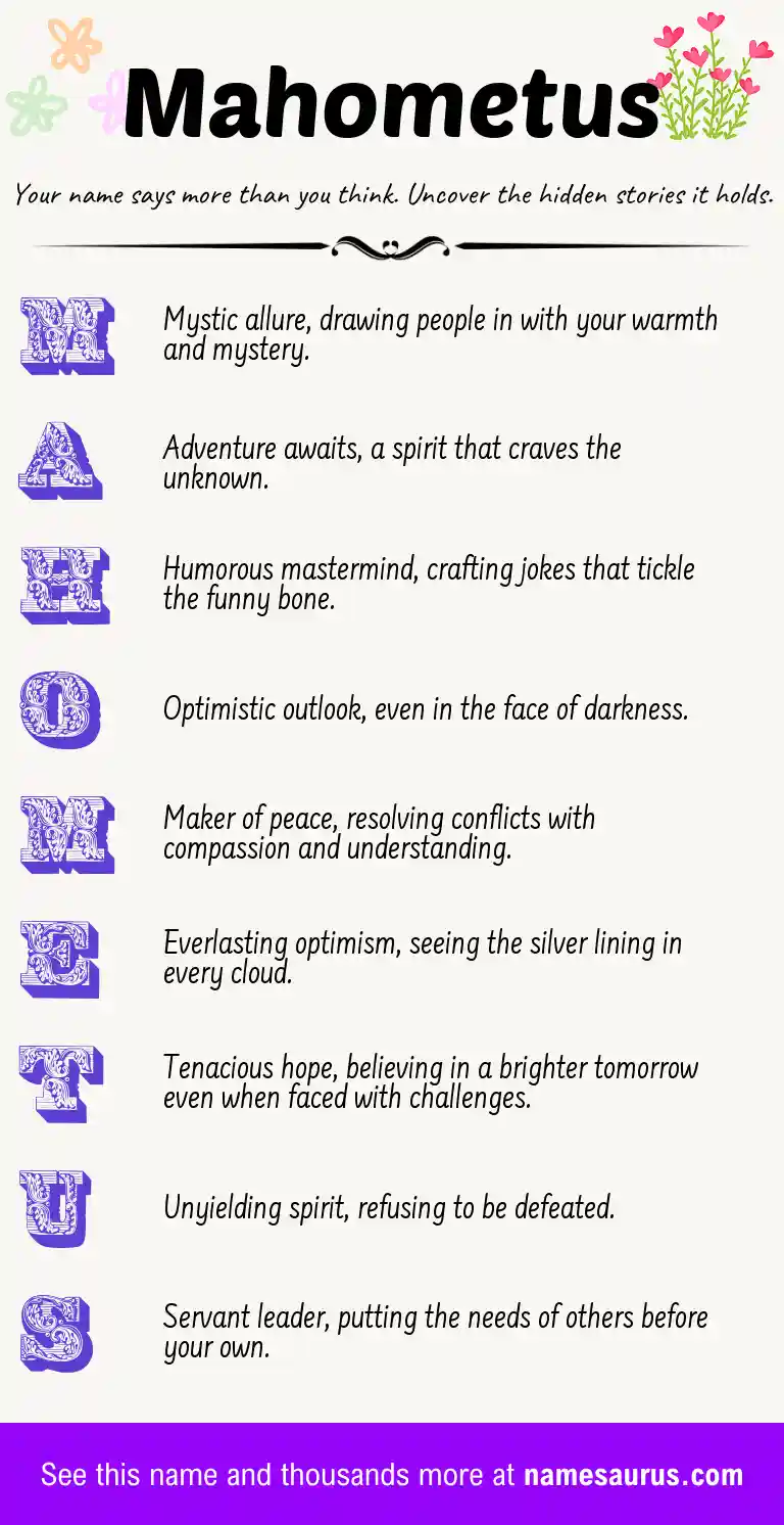 Acrostic poem about Mahometus.
