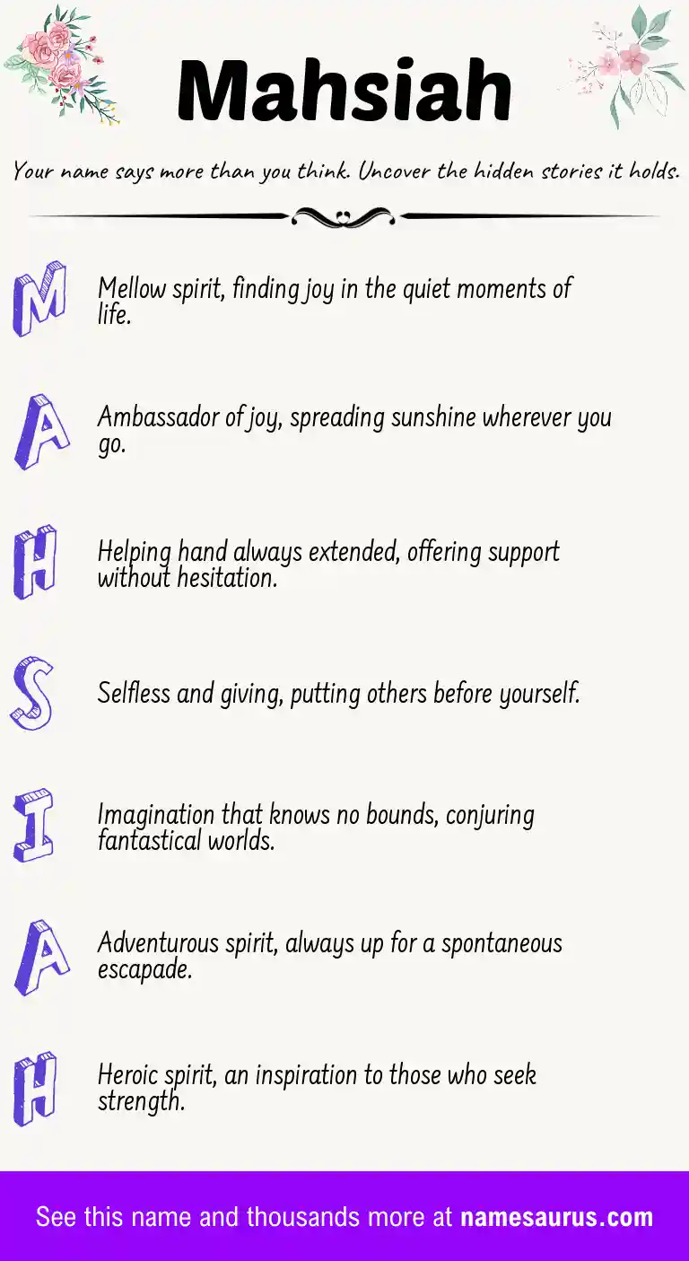 Acrostic poem about Mahsiah.