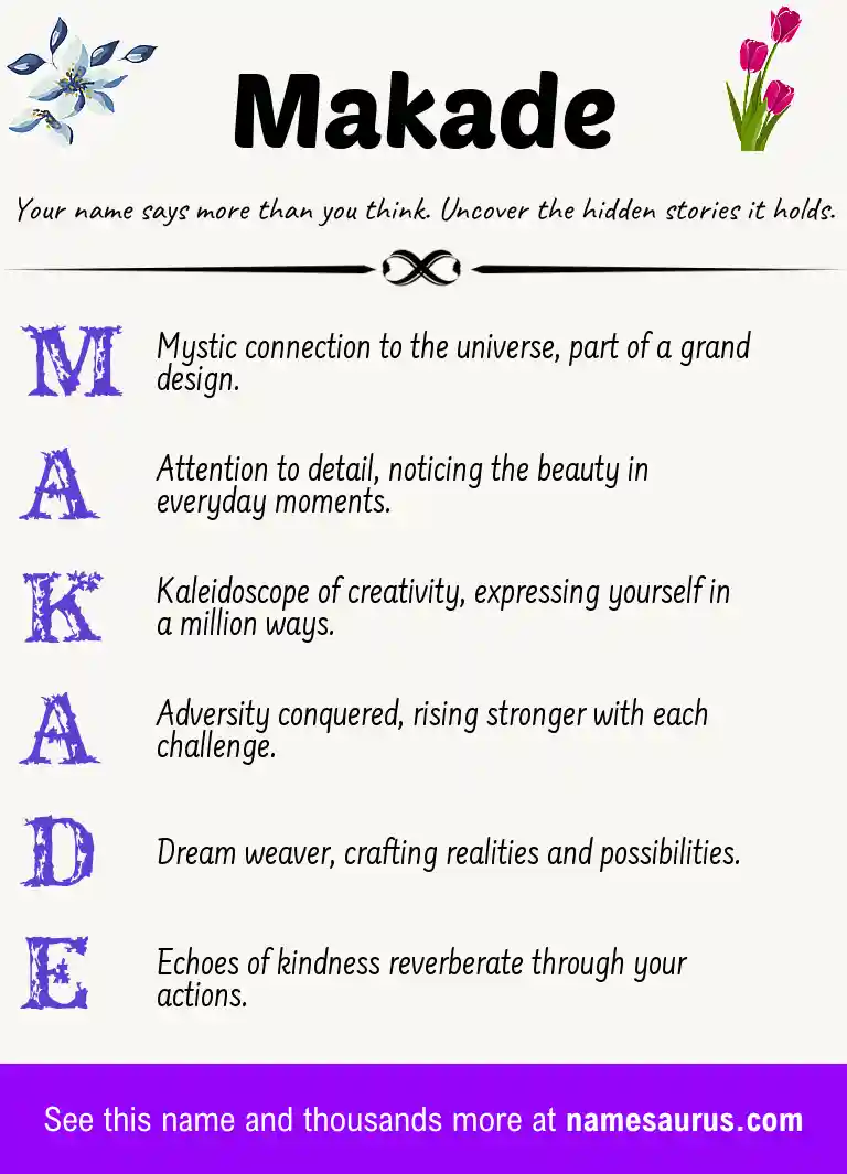 Acrostic poem about Makade.