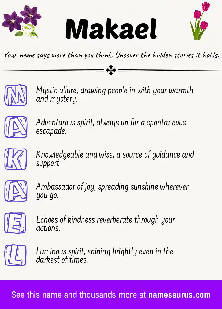Acrostic poem about Makael.