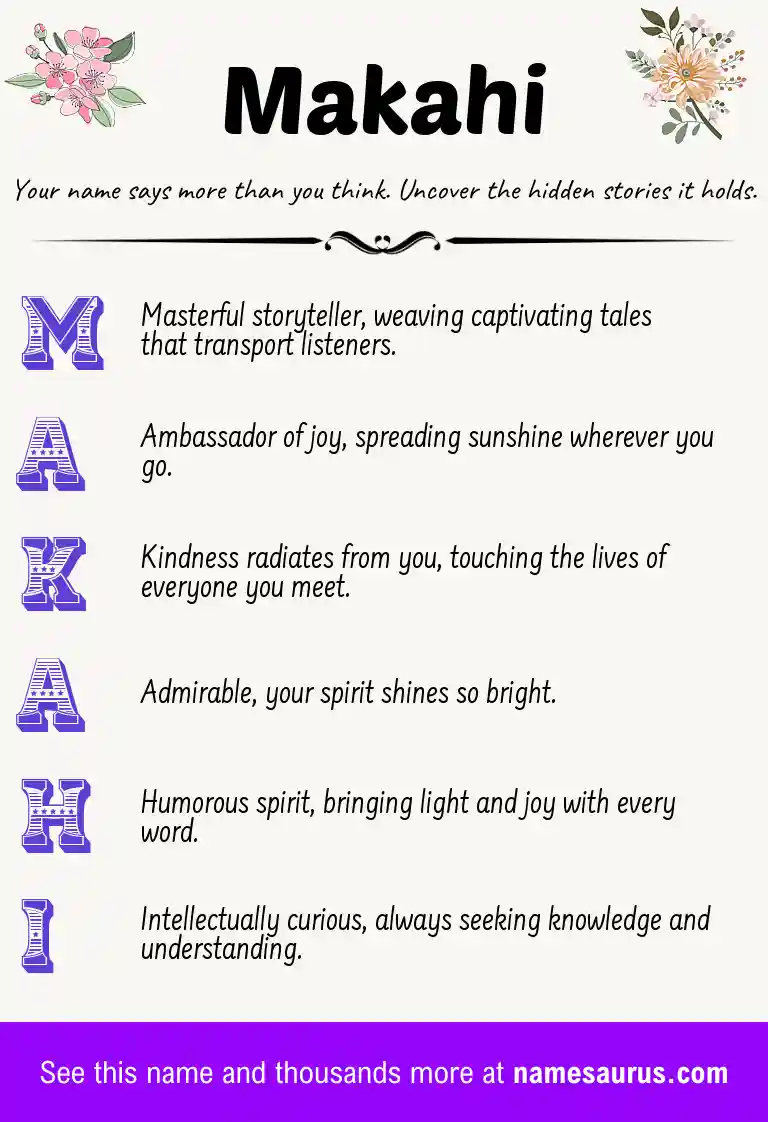 Acrostic poem about Makahi.