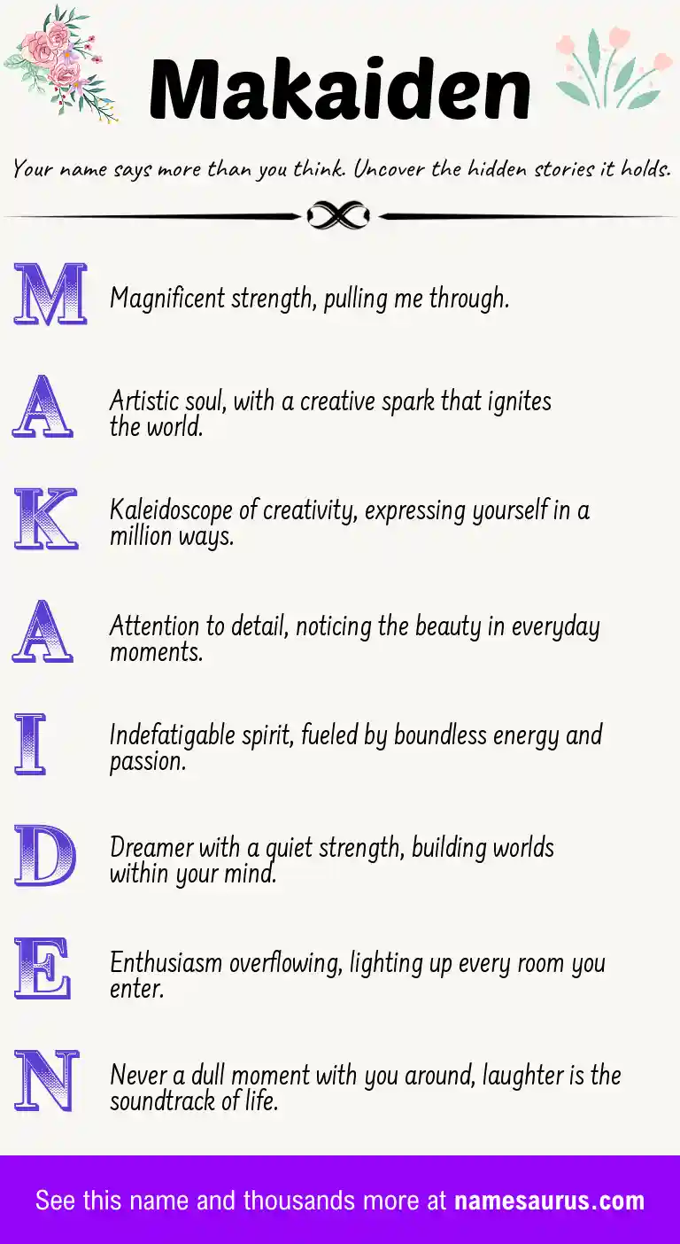 Acrostic poem about Makaiden.